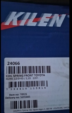 KILEN 24066 SPRING TOYOTA AURIS HATCHBACK (E15)  