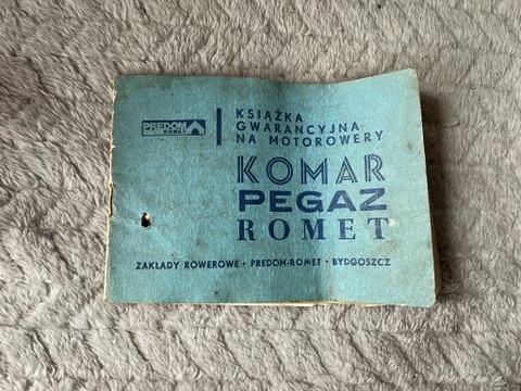 LIBRO GWARANCYJAL AL MOTOROWERY KOMAR PEGAZ ROME  