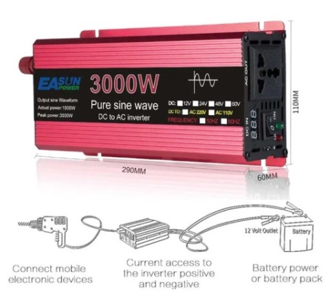 ПЕРЕТВОРЮВАЧ 12V 230V 220V 3000W INWERTER SINUS 3KW 
