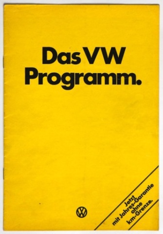 FOLDER PROSPEKT REKLAMOWY DAS VW PROGRAMM АВТОМОБІЛІ VOLKSWAGEN 1975 
