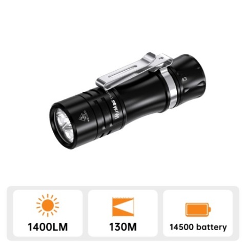 ЛІХТАРИК WURKKOS TS10 V2 EDC, 1400 LM, RGB, ANDURIL 2.0, АКУМУЛЯТОР 14500 