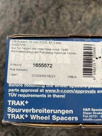 ВІДСТАНІ H&R 1655572 16MM 5X112 5X100 57.1 