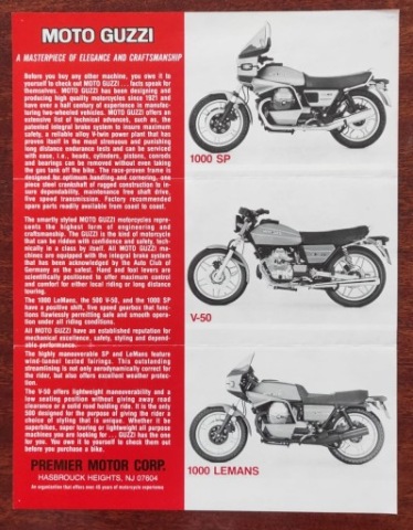 СТАРЫЙ FOLDER REKLAMOWY МОТОЦИКЛОВ MOTO GUZZI Z 1978 R. 