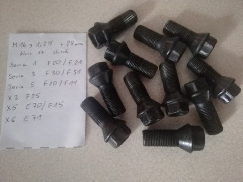 10 VNT. БОЛТИ DO КОЛІС M14X1,25 BMW F30 F31 F10 F11 X3 X5 