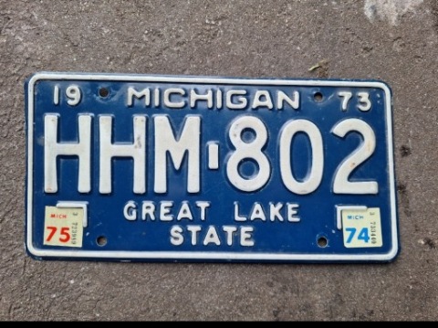 ТАБЛИЦЯ РЕЄСТРАЦІЙНА США MICHIGAN 1973 ОРИГІНАЛ 