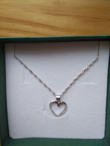 ŁAŃCUSZEK SREBRNY DAMSKI+SERCE SERDUSZKO PREZENT DLA KOBIETY ŻONY MAMY 925