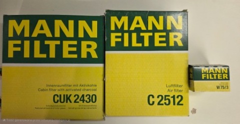 MANN ФІЛЬТР CUK2430 C2512 W75/3 