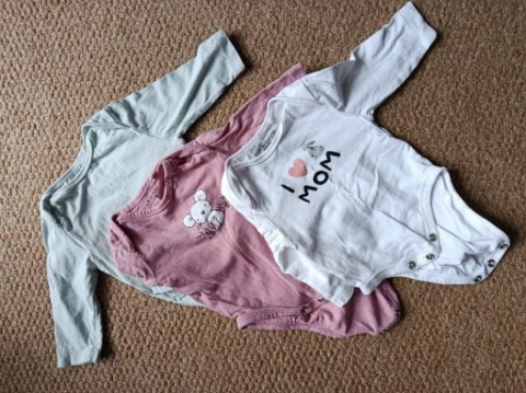 Body niemowlęce długi rękaw r. 50/56 zestaw 3 szt. 