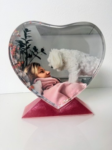 Walentynki- Ramka ze zdjęciem zalana w żywicy