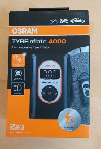OSRAM OTIR4000 КОМПРЕСОР TYREINFLATE 4000 12V 8.3 BAR, АДАПТЕРИ 