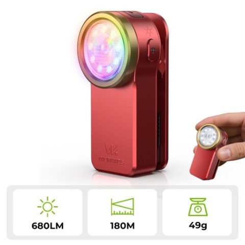 ЛІХТАРИК EDC WURKKOS HD03 CLIP LIGHT, 680 LM, RGB, USB C, МАГНІТ 