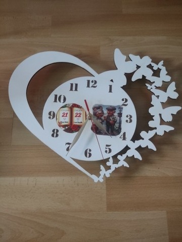 Biały zegar Dzień Babci Dziadka Mamy grawer