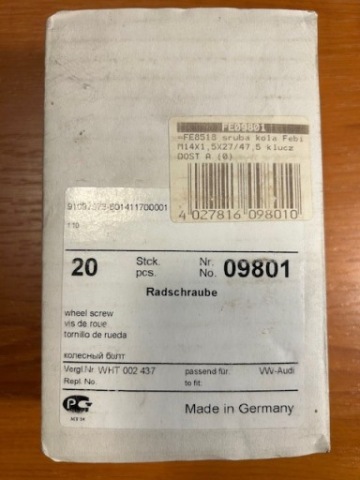 20X FEBI ШПИЛЬКА БОЛТ КОЛЕСА 09801 VW SEAT AUDI 