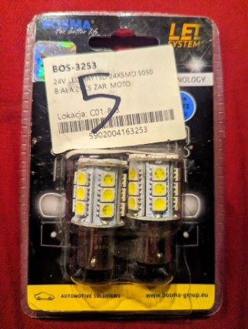 24V LED (СВІТЛОДІОД) BAY15D 24XSMD 5050 БІЛА 