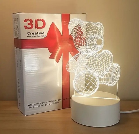 Lampka nocna 3D USB miś z sercem Love Bear