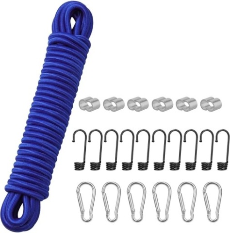 ЕЛАСТИЧНИЙ SZNUREK ТРОСИК BUNGEE 8MM X 10M Z HAKAMI I KARABINKAMI СИНІЙ 