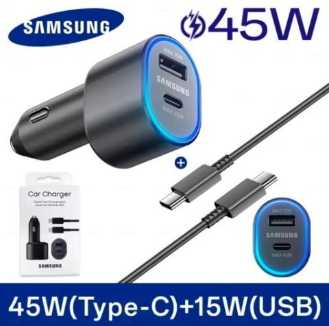 ЗАРЯДНИЙ ПРИСТРІЙ АВТОМОБІЛЬНА SAMSUNG USB TYP-C 60W PD СУПЕР CHARGING 