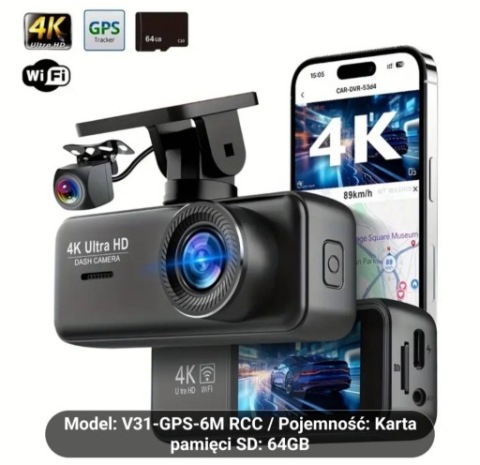 КАМЕРА АВТОМОБІЛЬНА 4K ULTRA HD Z PODWOJNYMI OBIEKTYWAMI 