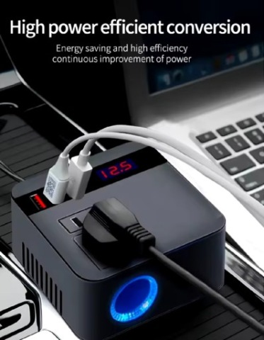 ПЕРЕТВОРЮВАЧ АВТОМОБІЛЬНА FALOWNIK 12V / 24V 110V - 220V 120W ЗАРЯДНИЙ ПРИСТРІЙ USB 