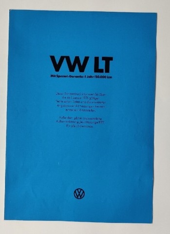 VW LT. Dane techniczne. Folder reklamowy 