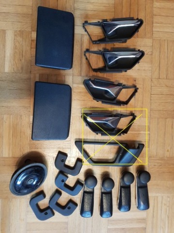 Graty części w124 klamka korbka szyby klakson