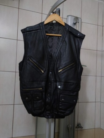 SLEEVELESS M LEDER MESKA SKORZANA, BLACK SKIN NATURALNA, FASON MOTORCYCLE 