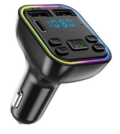 TRANSMISOR FM BLUETOOTH 5.0 DISPOSITIVO DE CARGA QC 3.0 RGB  