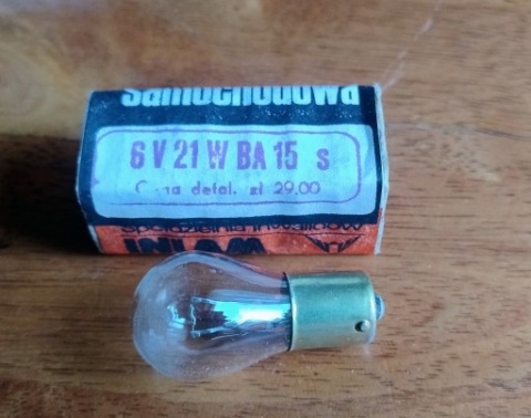 STARA ЛАМПОЧКА ZABYTKOWA PRL WSK JUNAK MZ 6V21W BA15S 