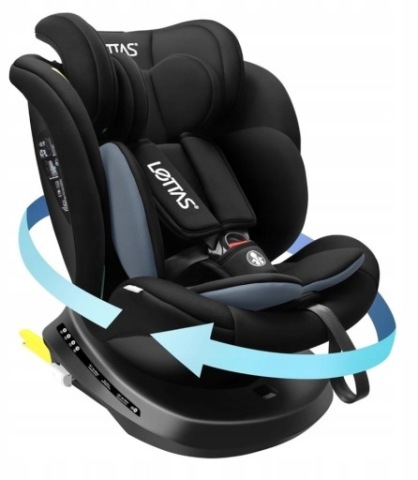 LETTAS 360°OBROTOWY КРІСЛО ДИТЯЧІ 40-150 CM, 0-12 LAT, 0-36 KG, ISOFIX 
