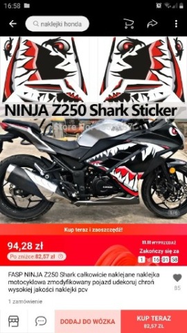 НАКЛЕЙКА NINJA Z250 SHARK 