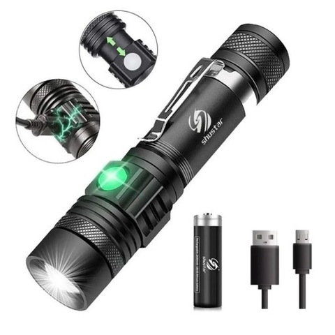 FLASHLIGHT LED SHUSTAR T6 800LM + BATERIA 2600MAH  