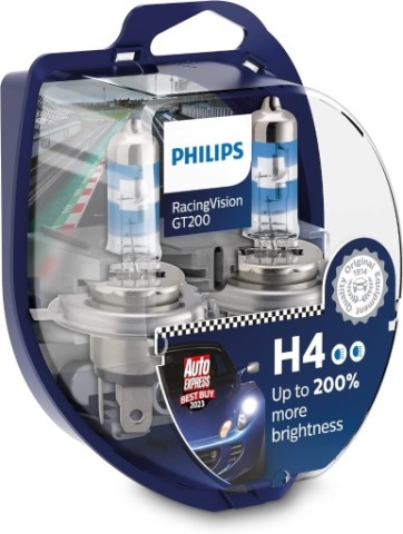 PHILIPS RACINGVISION GT200 +200% H4 КОМПЛЕКТ 2 SZT. 