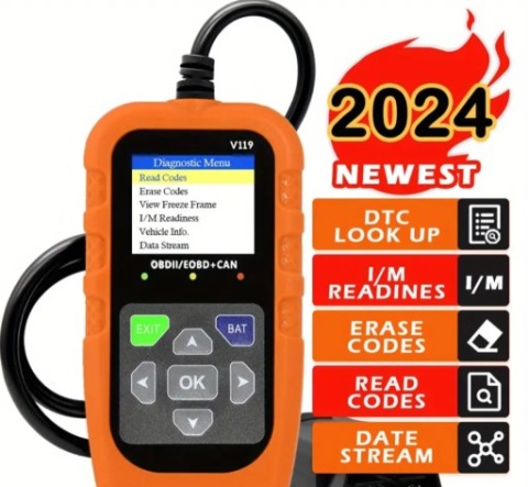V119 ТЕСТЕР SKANER ДІАГНОСТИЧНИЙ ІНТЕРФЕЙС ОБНУЛЮВАЧ ПОМИЛОК OBD II EOBD CAN 
