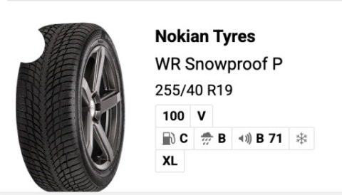 1 ШТ NOKIAN TYRES WR SNOWPROOF P XL 255/40/19 5,5 MM 2121 