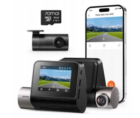 70MAI A510 КАМЕРА АВТОМОБІЛЬНА HDR, ЗАДНЯ RC11, КАРТА ПАМЯТЬ 64GB 