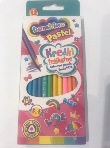 Kredki ołówkowe St. Majewski BAMBINO Pastel 12kol. 18cm