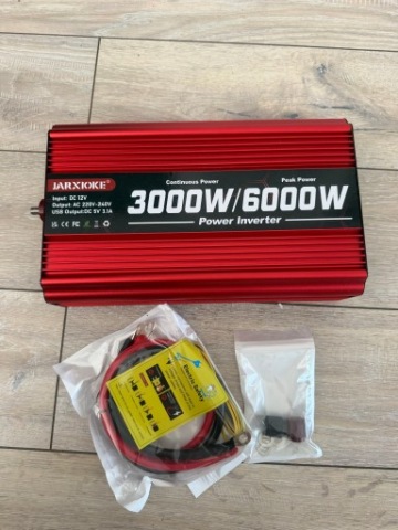 ПЕРЕТВОРЮВАЧ НАПРУГИ 12V NA 230V 3000W / 6000W + КОМПЛЕКТ ПРОВОДА – НОВА 
