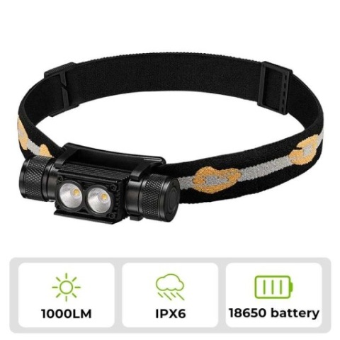 ЛІХТАРИК ПЕРІД WURKKOS H25L 1000LM + ЗАСТІБКА 18650 3000MAH 