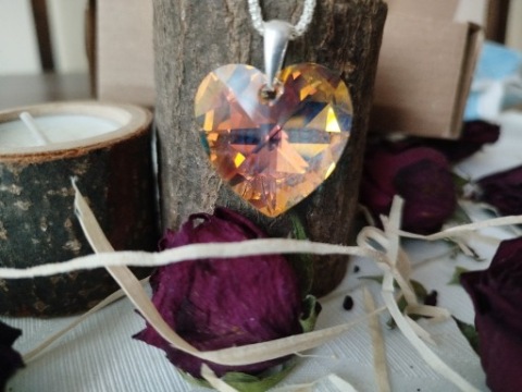 Wisiorek naszyjnik serce prezent dla niej kryształ srebro