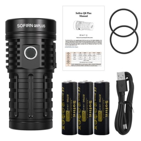 ЛІХТАРИК SOFIRN Q8PLUS 16000LM USB-C ФУНКЦIЯ POWERBANK + 3 X АКУМУЛЯТОР 