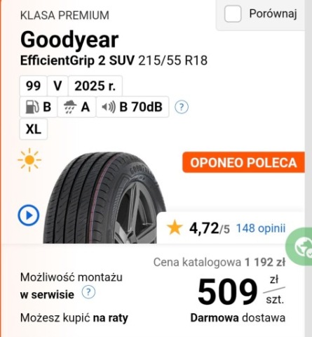 ПРОДАМ НОВОЕ ШИНЫ GOODYEAR 215 55 R18 Z NOWEGO АВТО W SALONIE 
