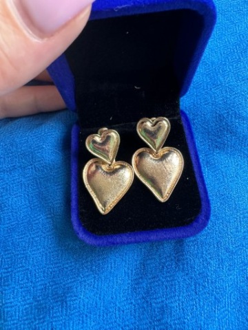 Kolczyki serca vintage złote