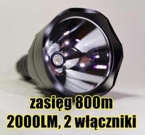 Taktyczny szperacz, 2 guziki, 800m zasięgu, 2000LM, nada się na broń