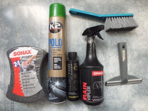 6SZT.ZESTAW PREPARATY,AKCESORIA АВТОМОБІЛЬНИЙ MANNOL 9957,SONAX,K2,DRACO RAIN 