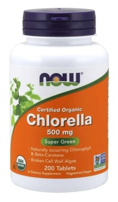 Now Foods Chlorella 500 mg organiczna 200 tabletek