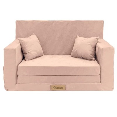 Rozkładana personalizowana sofa dziecięca pudrowy róż