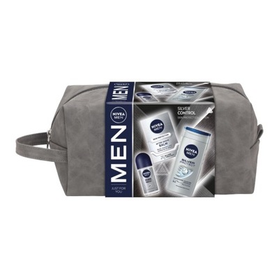 NIVEA MEN SILVER Zestaw balsam po goleniu dezodorant żel z kosmetyczką