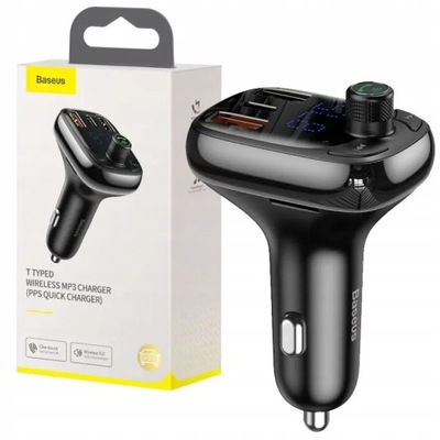 BASEUS TRANSMITER FM BLUETOOTH MP3 KROVIKLIS AUTOMOBILINĖ 2X USB 1X USB-C 