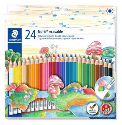 Kredki STAEDTLER wymazywalne 24 kolory z gumką