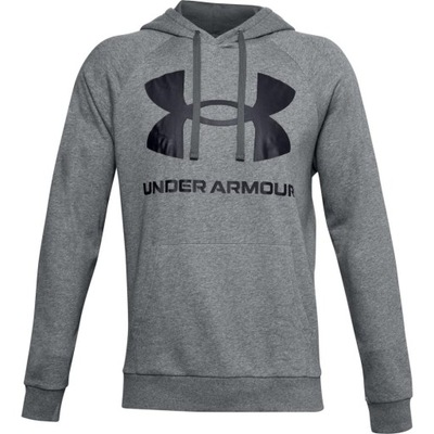 UNDER ARMOUR BLUZA MĘSKA SPORTOWA Z KAPTUREM DUŻE LOGO SZARA L